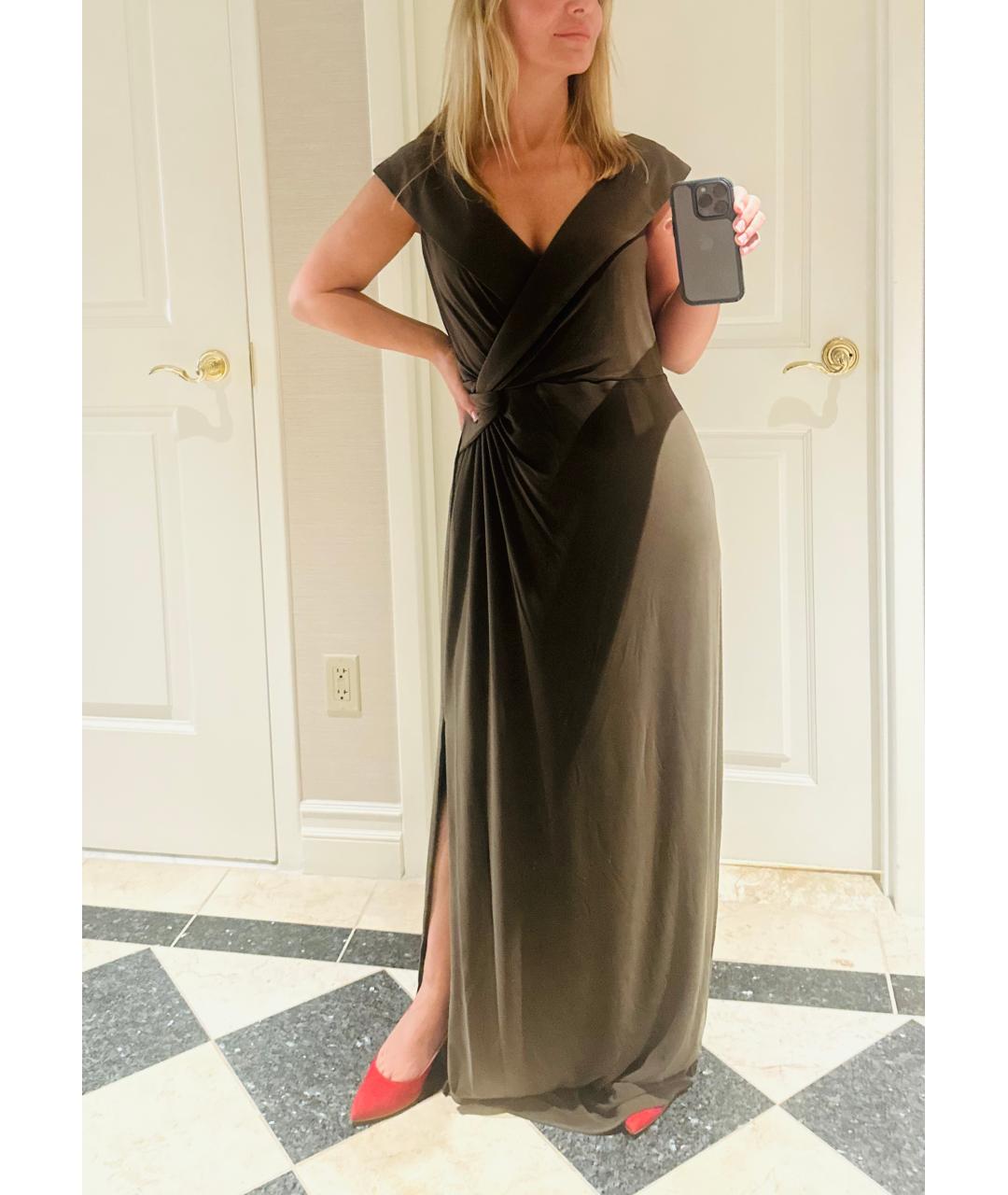 RALPH LAUREN Хаки полиэстеровое вечернее платье, фото 4