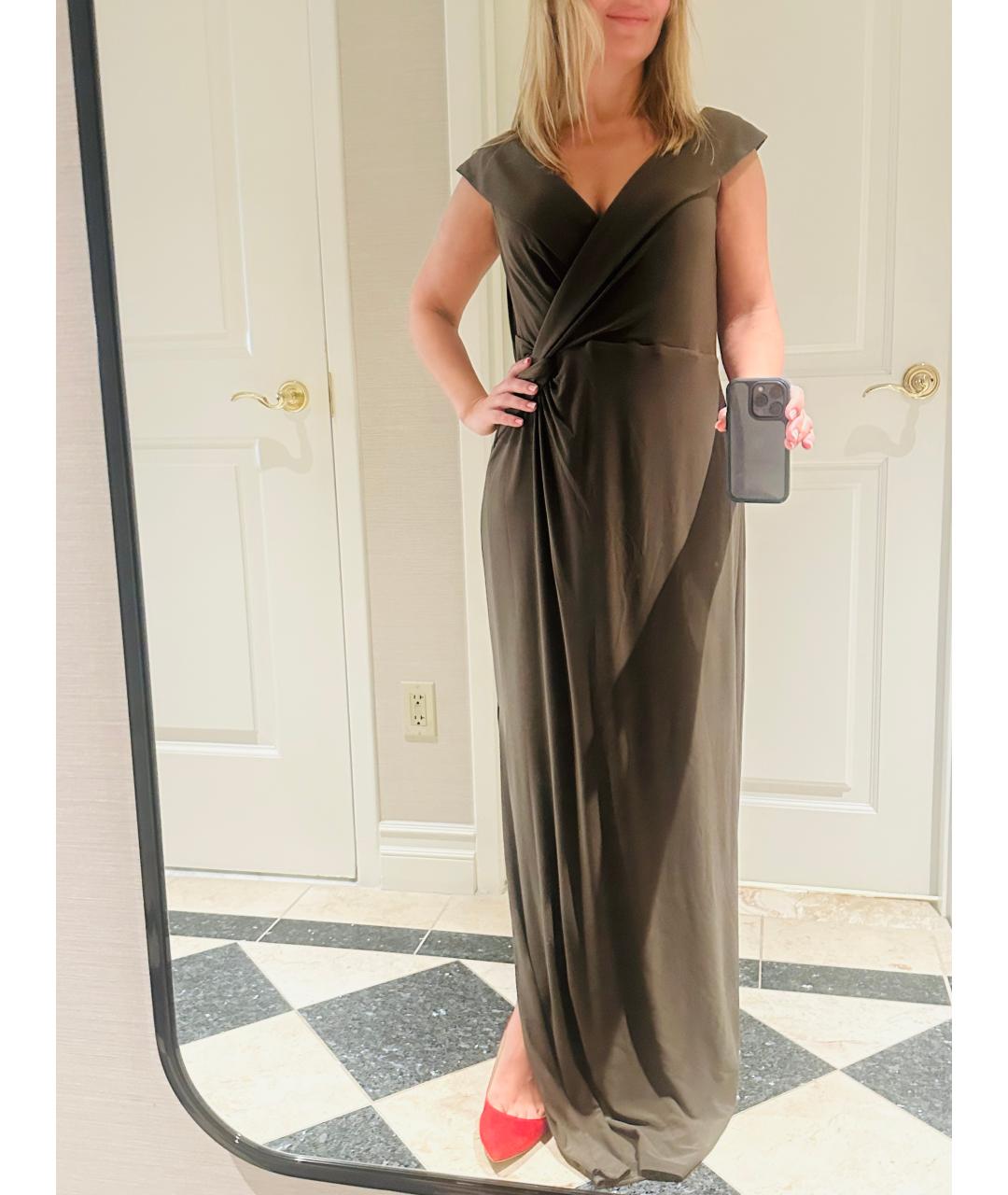 RALPH LAUREN Хаки полиэстеровое вечернее платье, фото 9