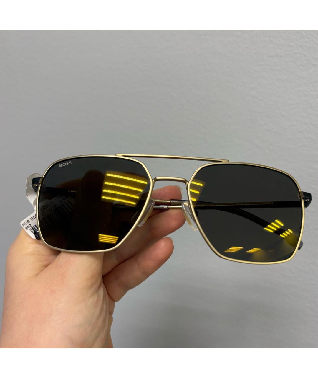 HUGO BOSS Золотые металлические солнцезащитные очки, фото 5