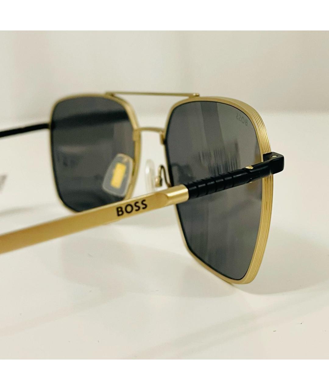 HUGO BOSS Золотые металлические солнцезащитные очки, фото 6