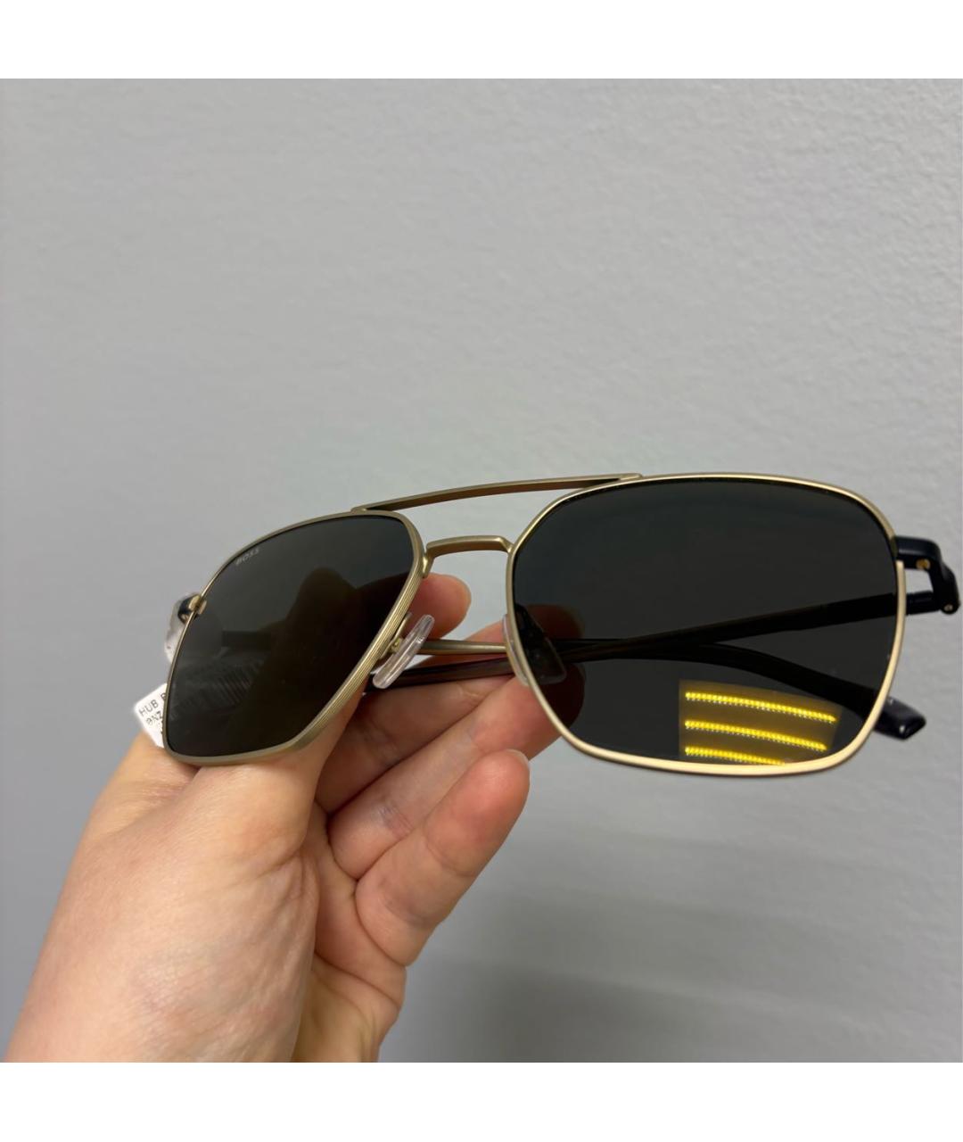 HUGO BOSS Золотые металлические солнцезащитные очки, фото 4