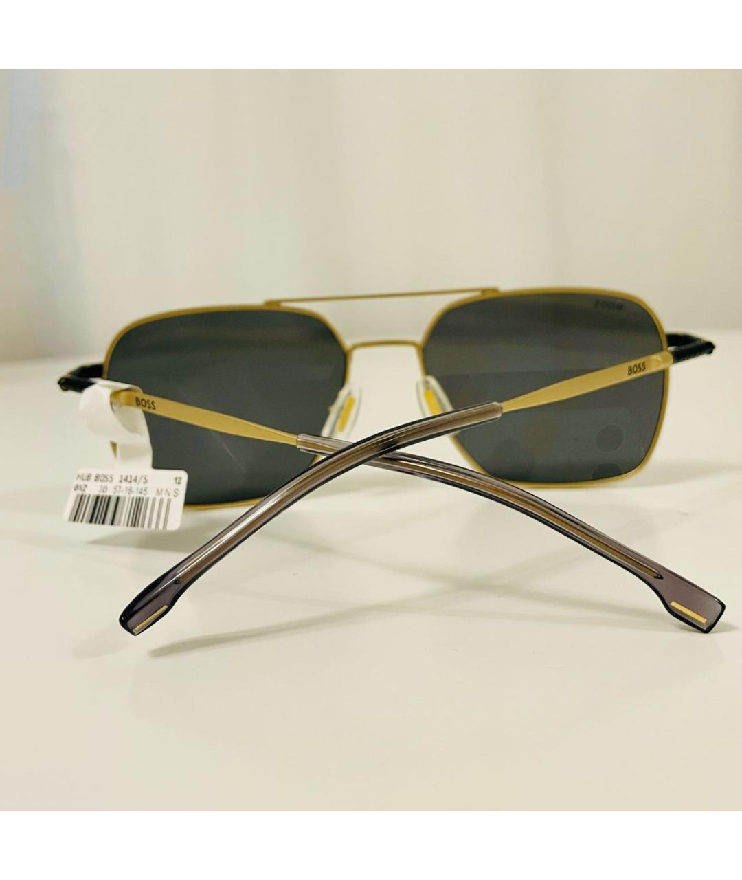 HUGO BOSS Золотые металлические солнцезащитные очки, фото 8
