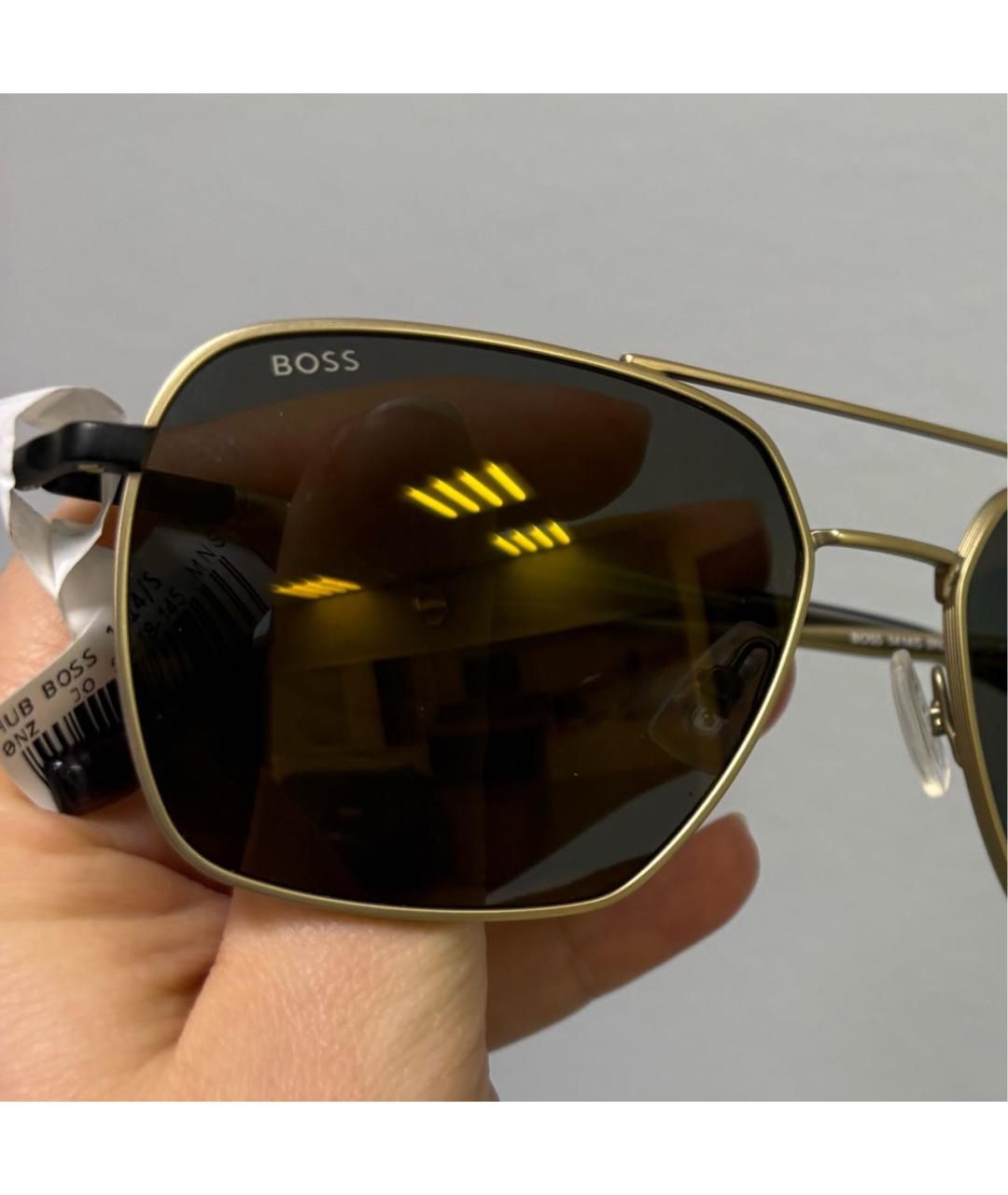 HUGO BOSS Золотые металлические солнцезащитные очки, фото 3