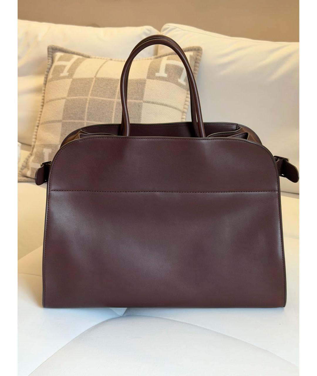 THE ROW Бордовая кожаная сумка с короткими ручками, фото 8