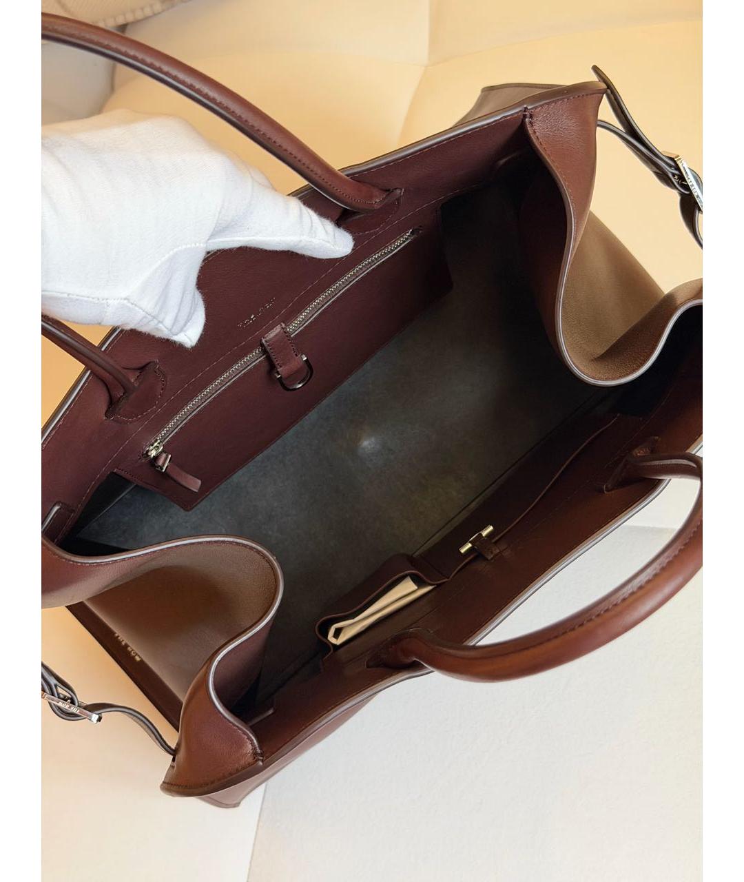 THE ROW Бордовая кожаная сумка с короткими ручками, фото 4