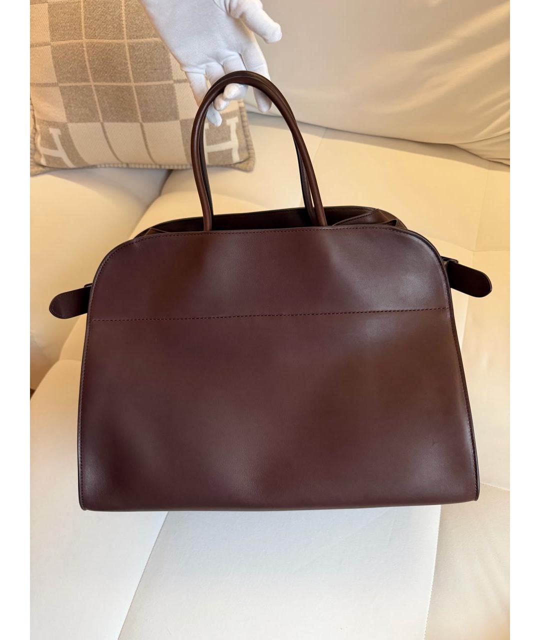 THE ROW Бордовая кожаная сумка с короткими ручками, фото 5