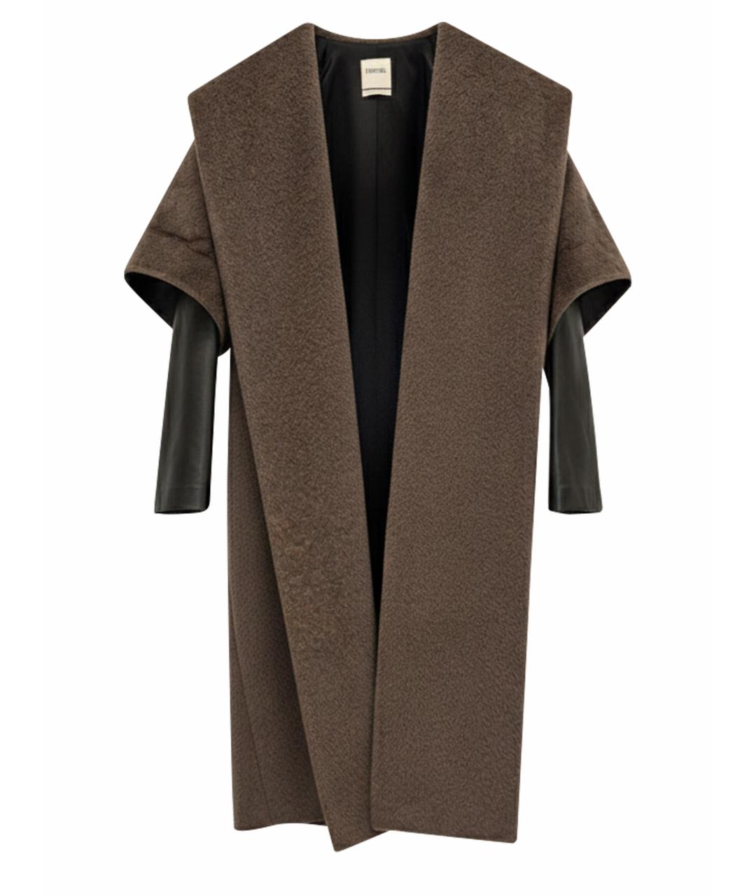 HERMES Коричневое кашемировое пальто, фото 1