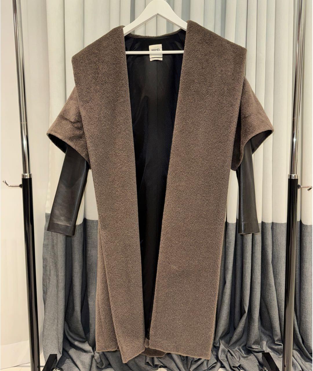 HERMES Коричневое кашемировое пальто, фото 9