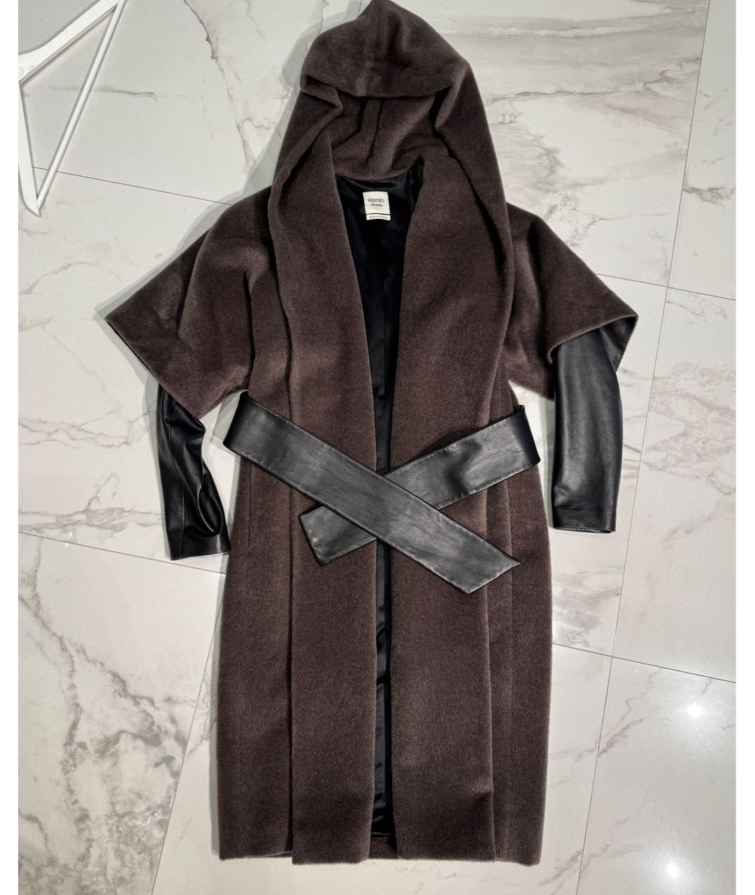 HERMES Коричневое кашемировое пальто, фото 5