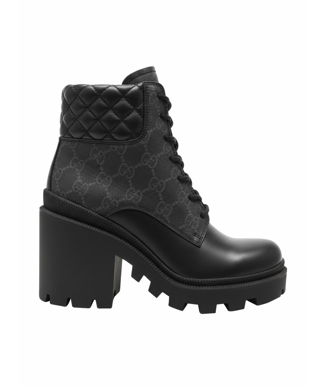 GUCCI Черные кожаные ботильоны, фото 1