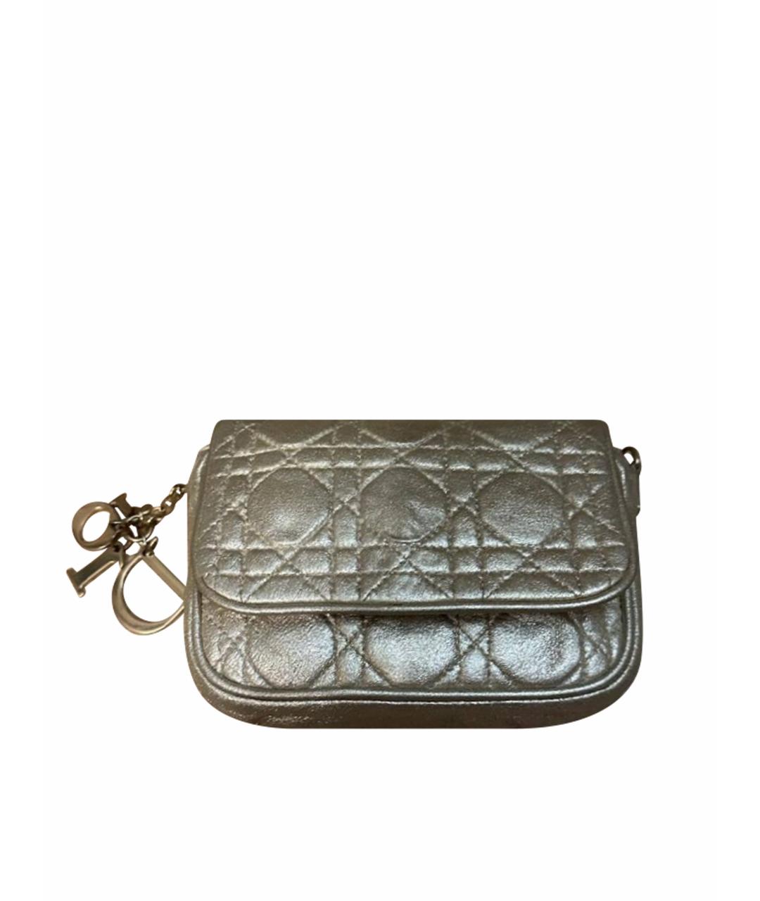 CHRISTIAN DIOR Серебряная кожаная сумка через плечо, фото 1