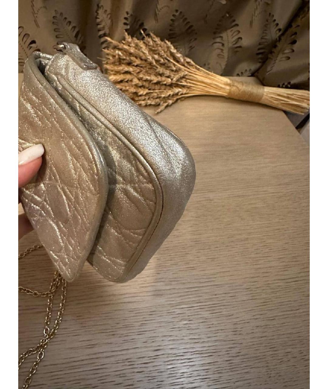 CHRISTIAN DIOR Серебряная кожаная сумка через плечо, фото 6