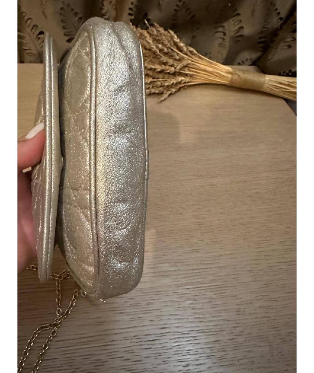CHRISTIAN DIOR Серебряная кожаная сумка через плечо, фото 5