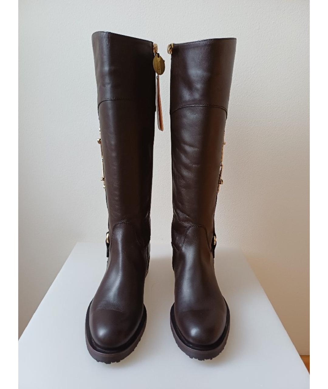 CESARE PACIOTTI Коричневые кожаные сапоги, фото 7