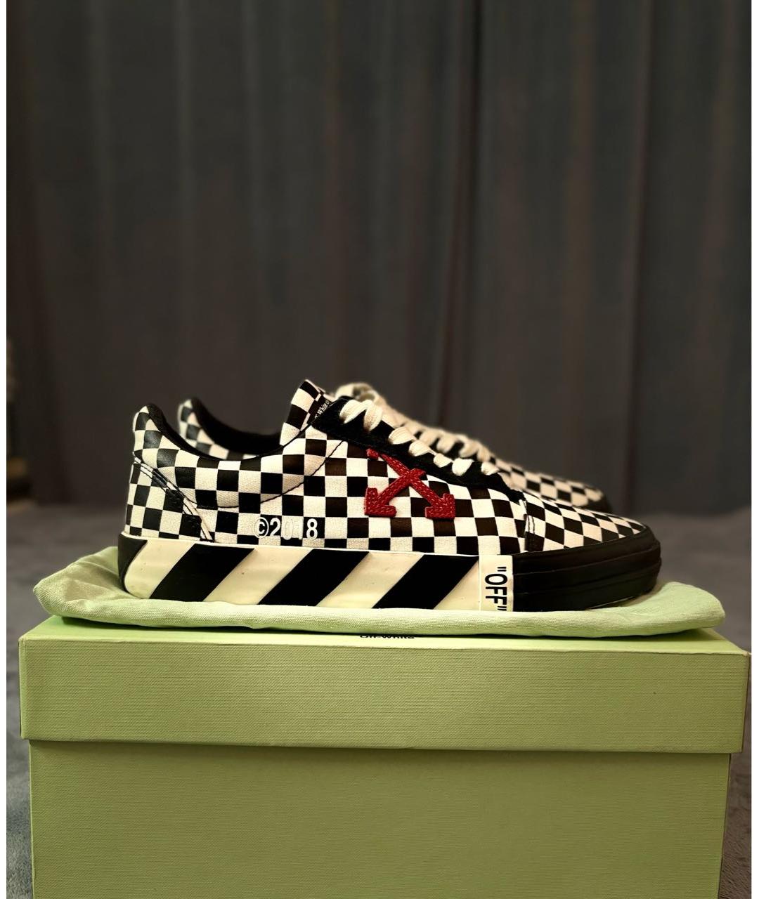 OFF-WHITE Белые текстильные низкие кроссовки / кеды, фото 7