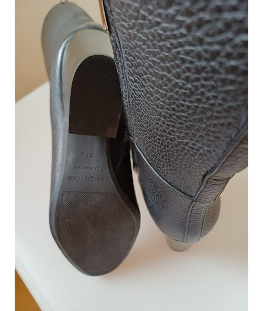 SERGIO ROSSI Черные кожаные сапоги, фото 9