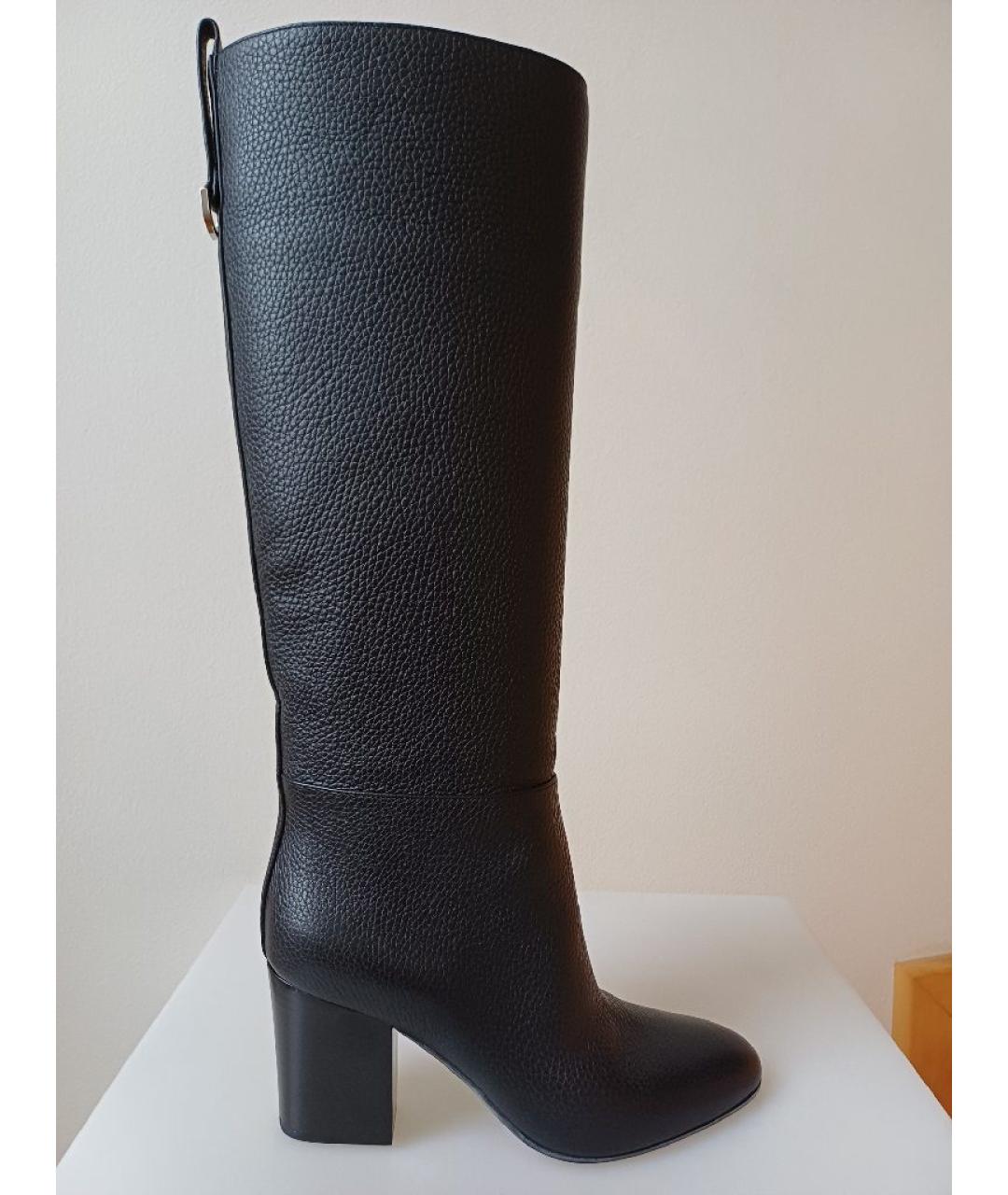 SERGIO ROSSI Черные кожаные сапоги, фото 10