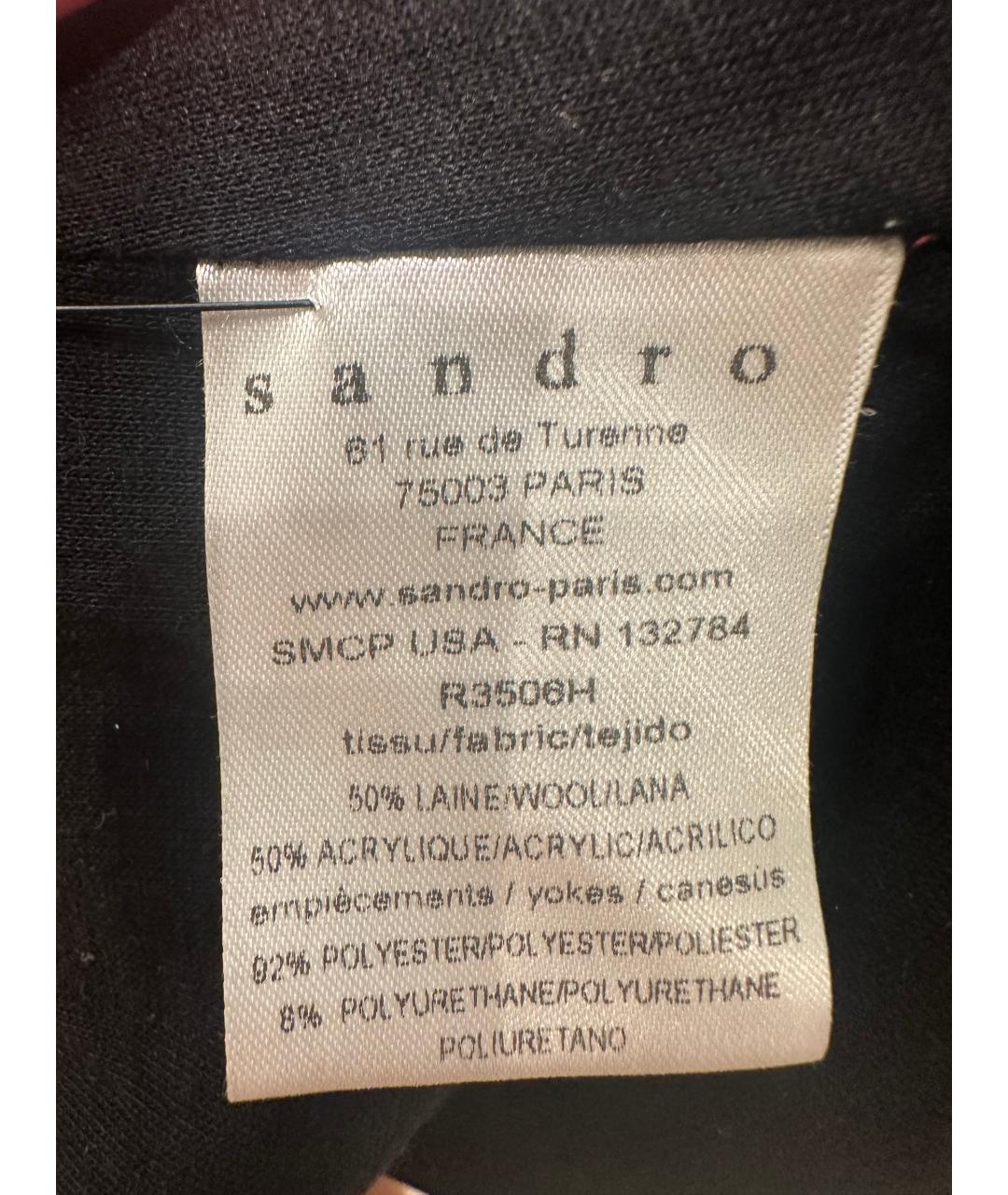 SANDRO Черное шерстяное повседневное платье, фото 5