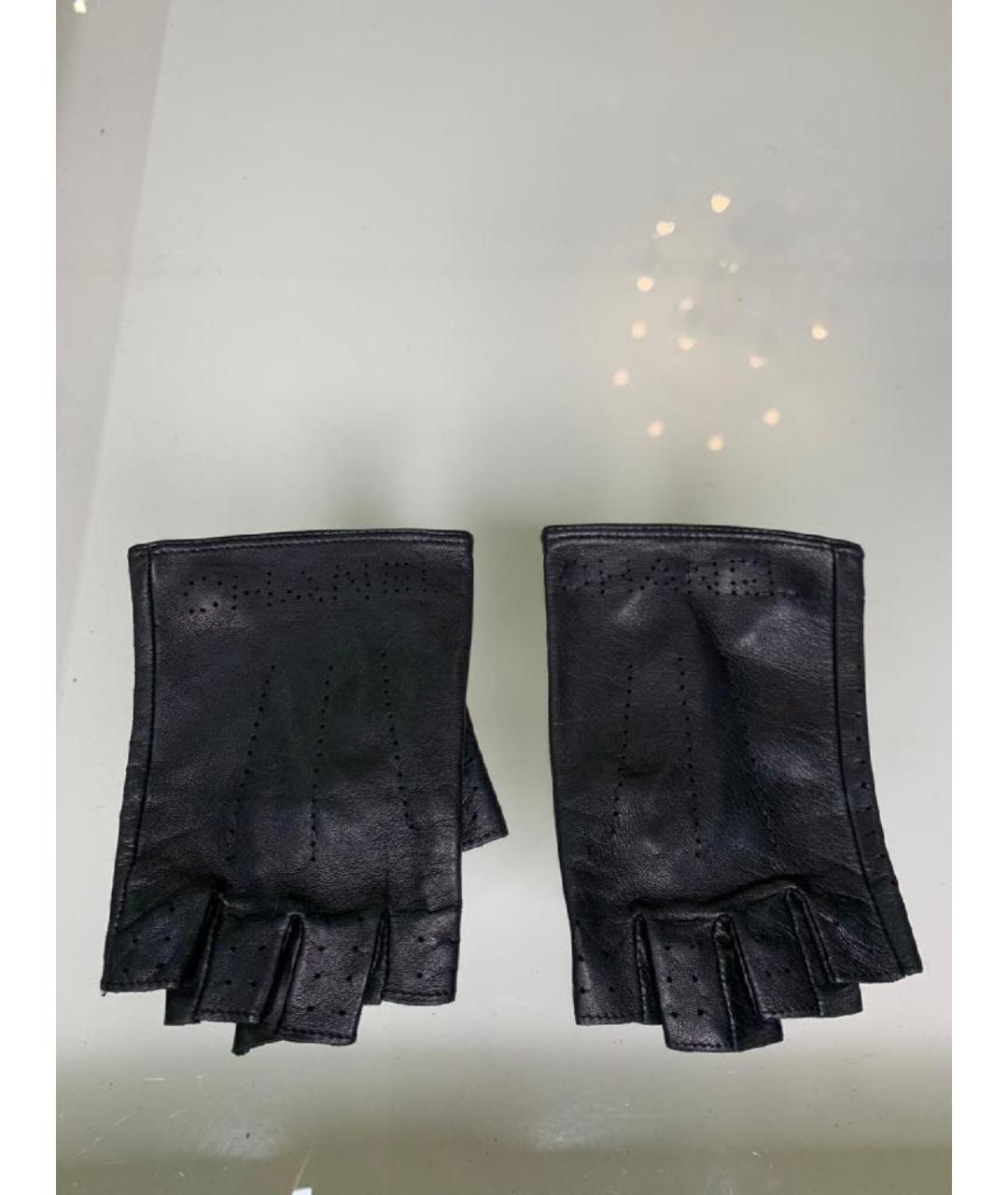 CHANEL Черные кожаные митенки, фото 9