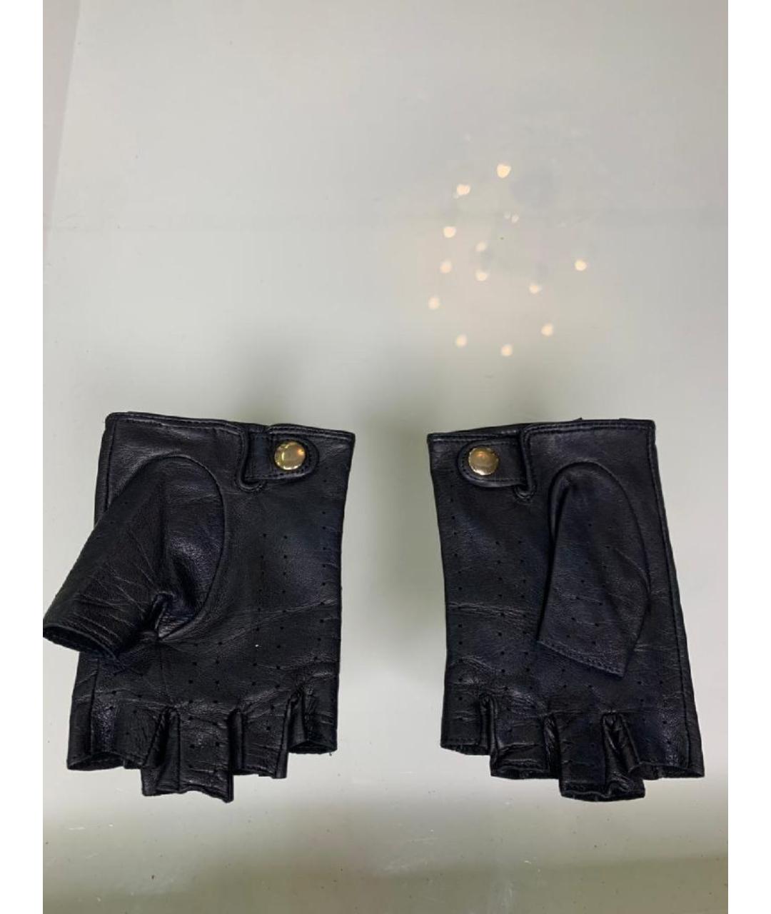 CHANEL Черные кожаные митенки, фото 2