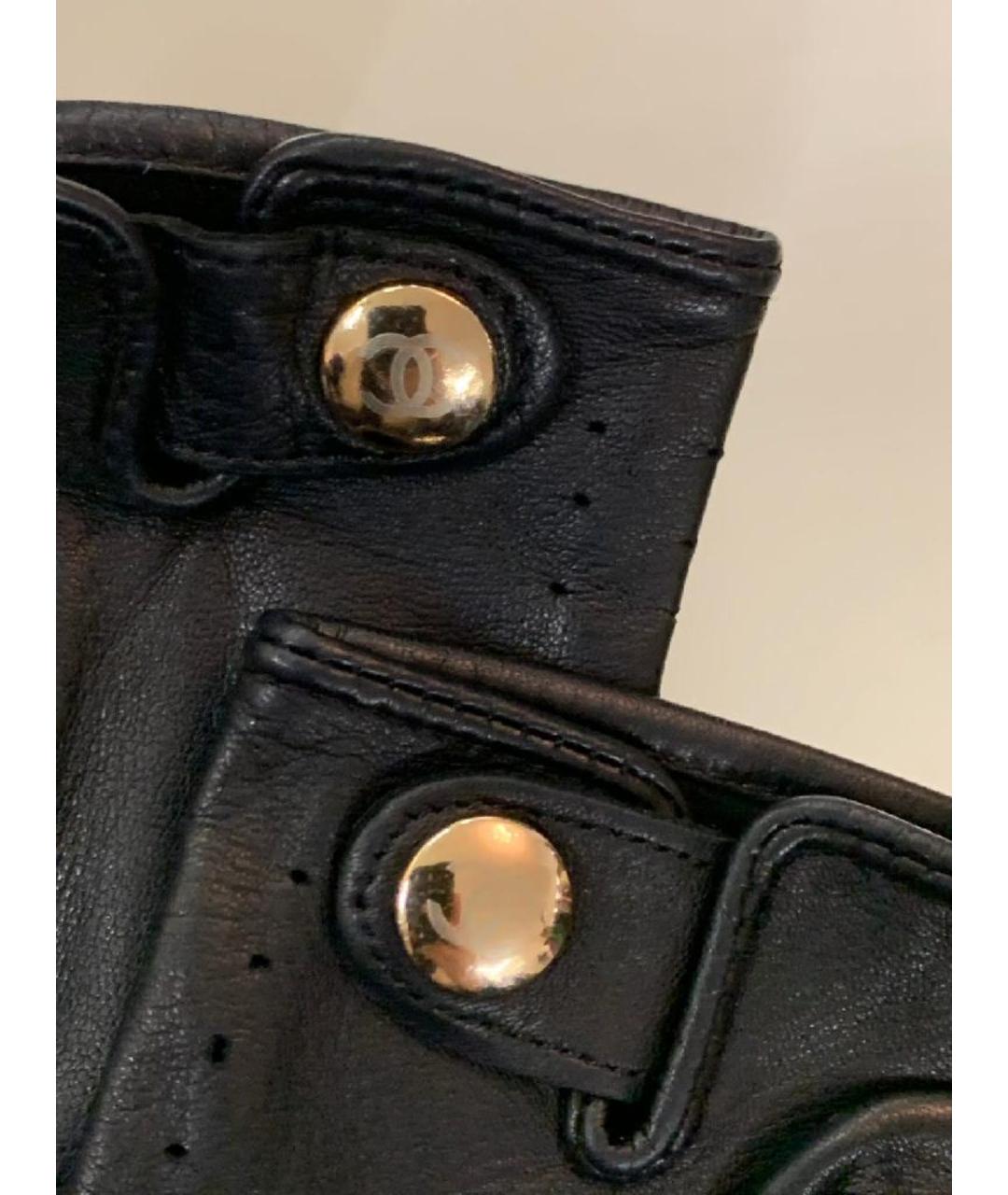 CHANEL Черные кожаные митенки, фото 3