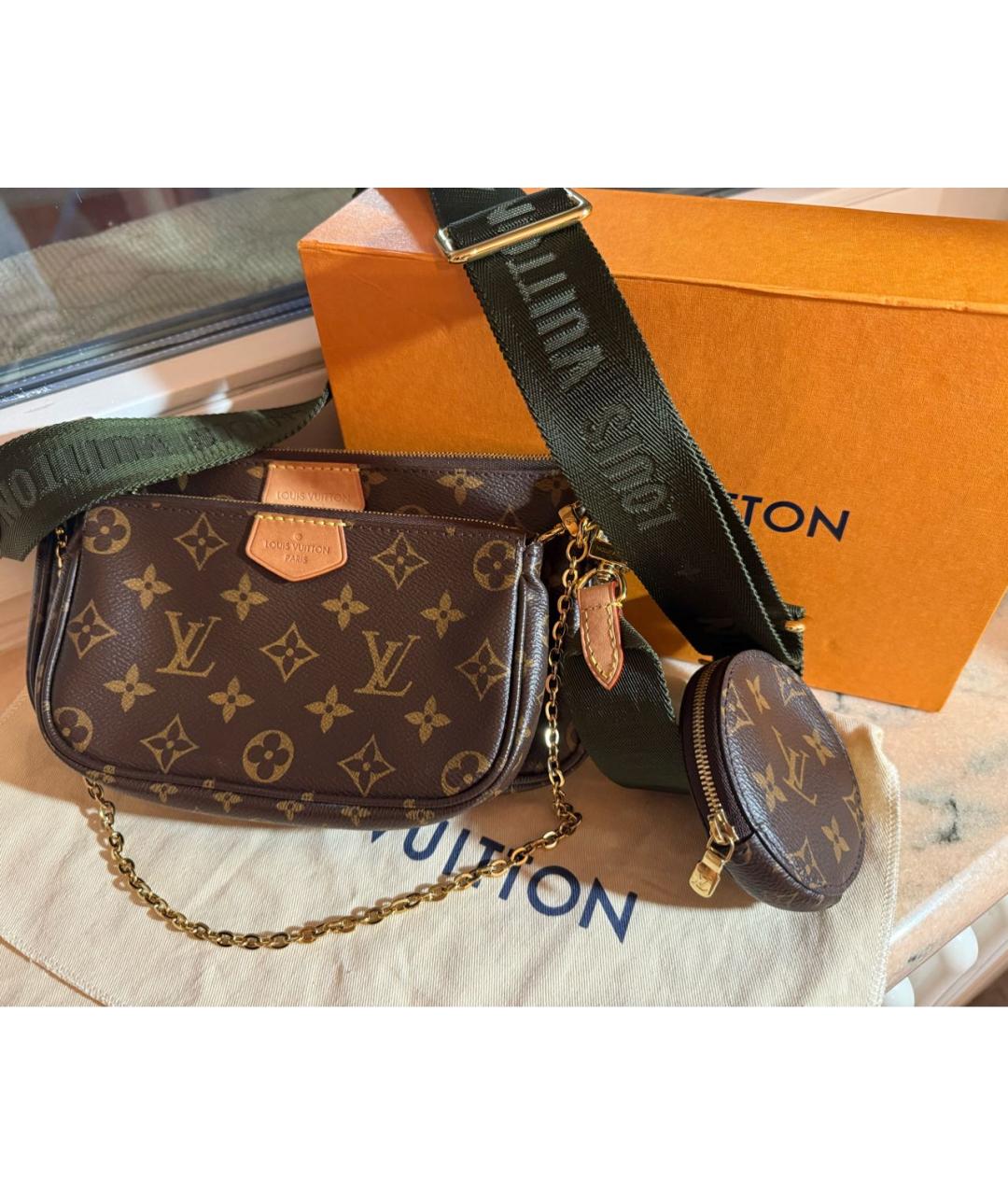 LOUIS VUITTON Коричневая кожаная сумка через плечо, фото 6