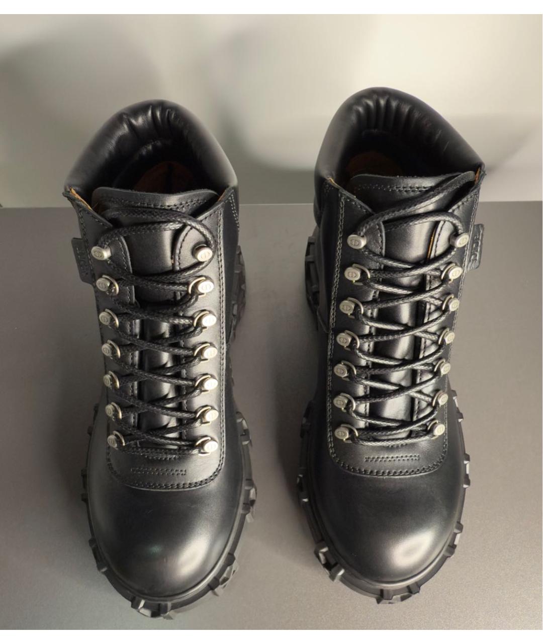 CHRISTIAN DIOR Черные кожаные высокие ботинки, фото 2