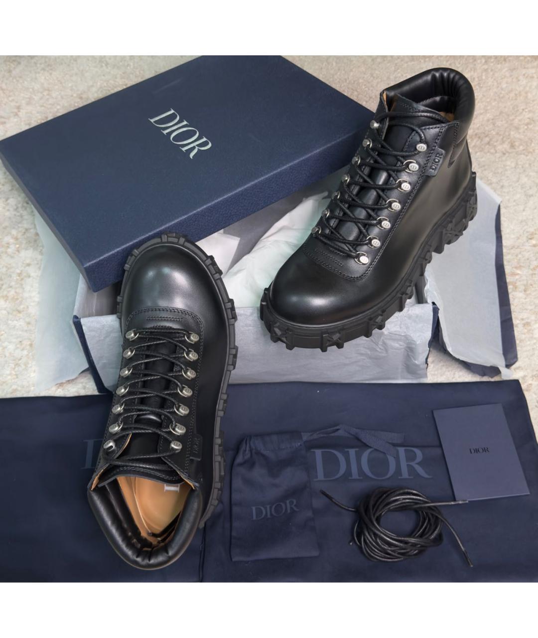 CHRISTIAN DIOR Черные кожаные высокие ботинки, фото 5