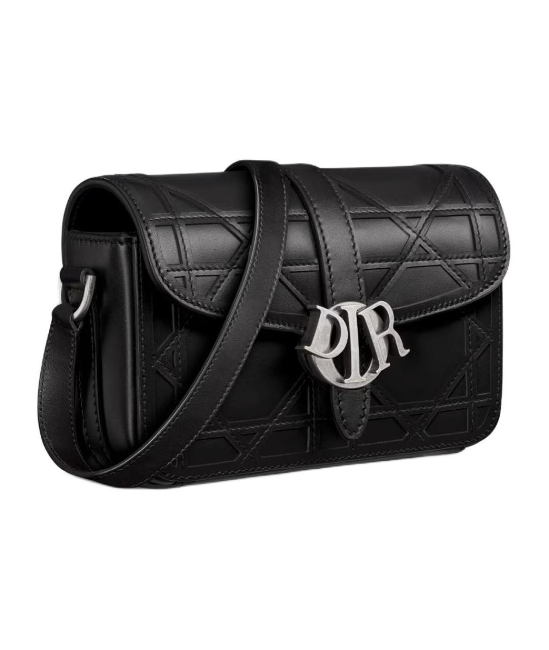 CHRISTIAN DIOR Черная кожаная сумка на плечо, фото 2