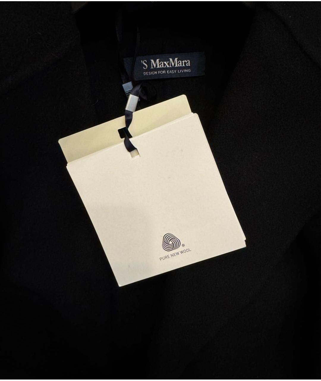'S MAX MARA Черное шерстяное пальто, фото 6