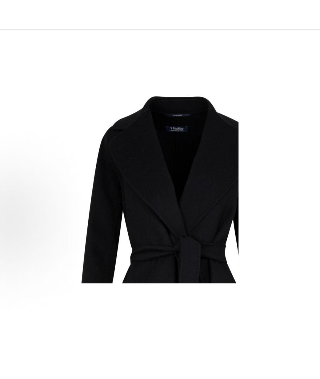 'S MAX MARA Черное шерстяное пальто, фото 2