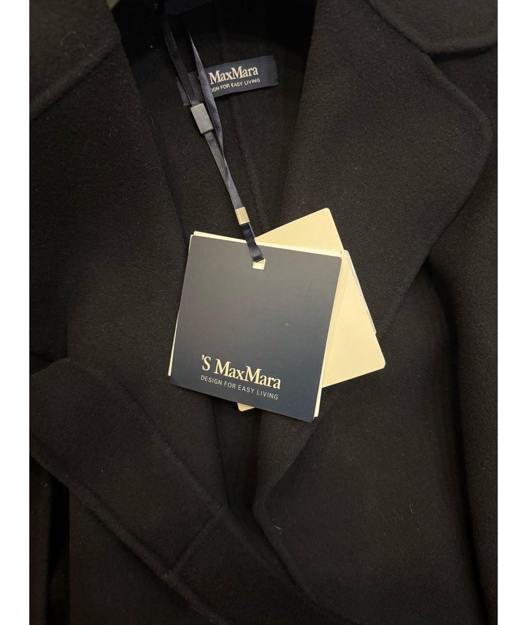 'S MAX MARA Черное шерстяное пальто, фото 7