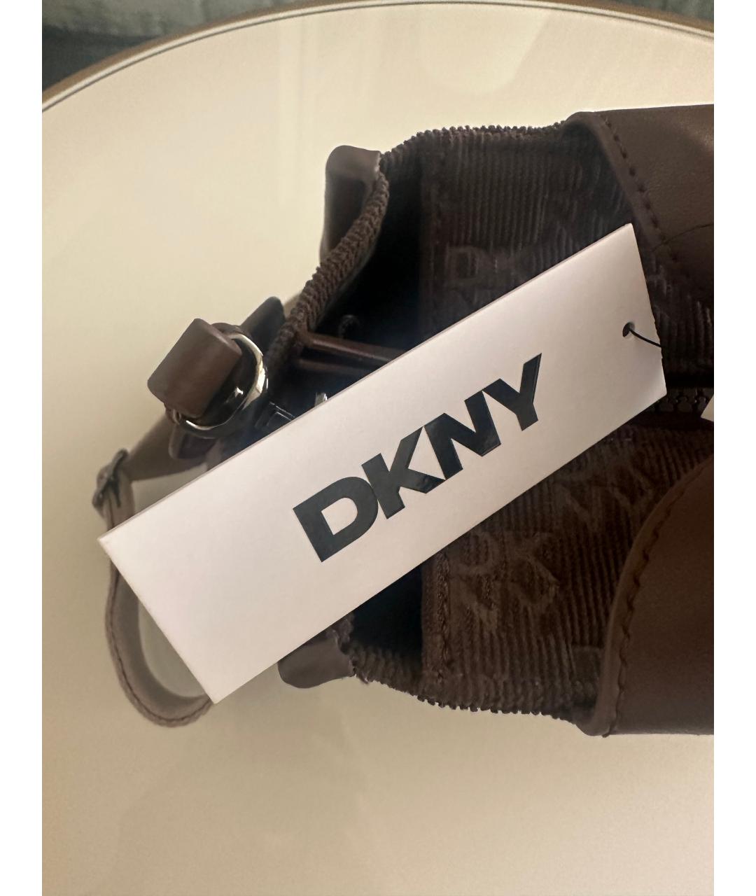 DKNY Коричневая тканевая сумка с короткими ручками, фото 6