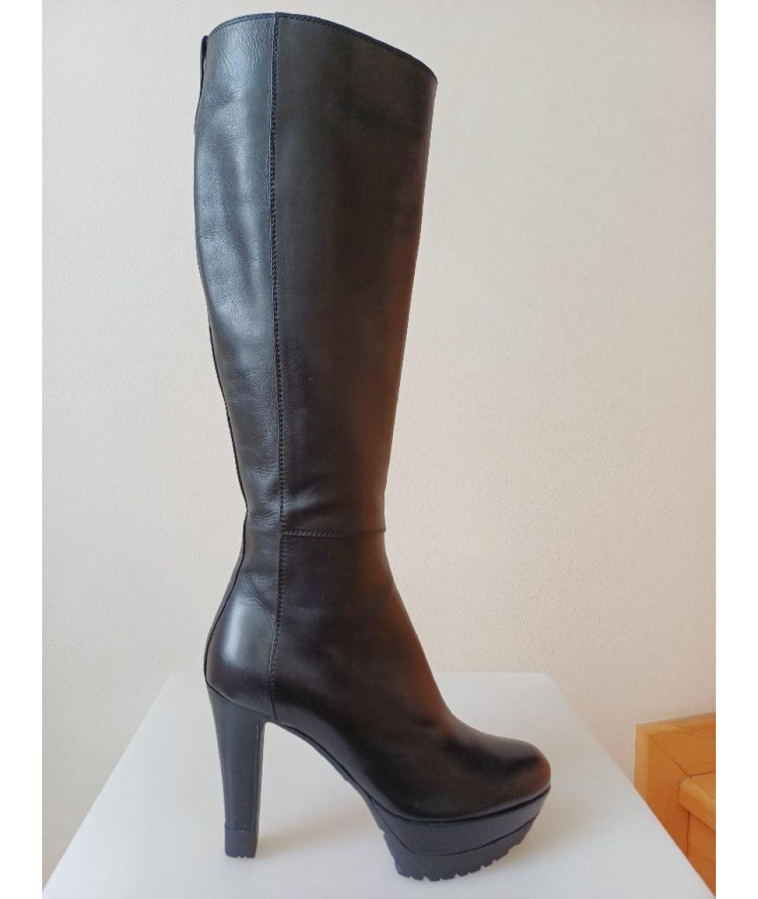 SERGIO ROSSI Черные кожаные сапоги, фото 10