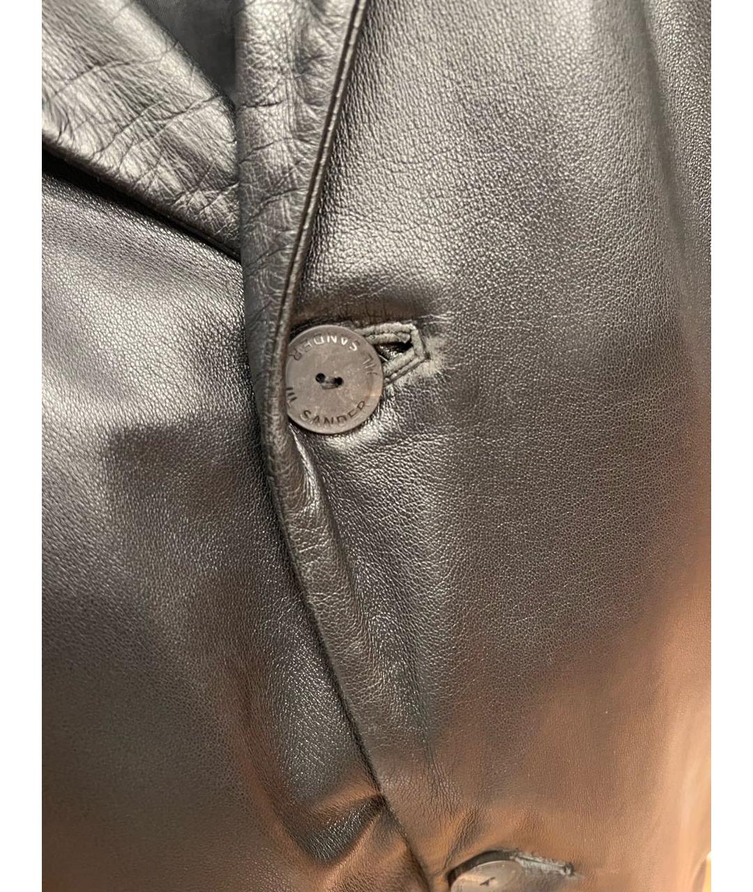 JIL SANDER Черный кожаный тренч / плащ, фото 7