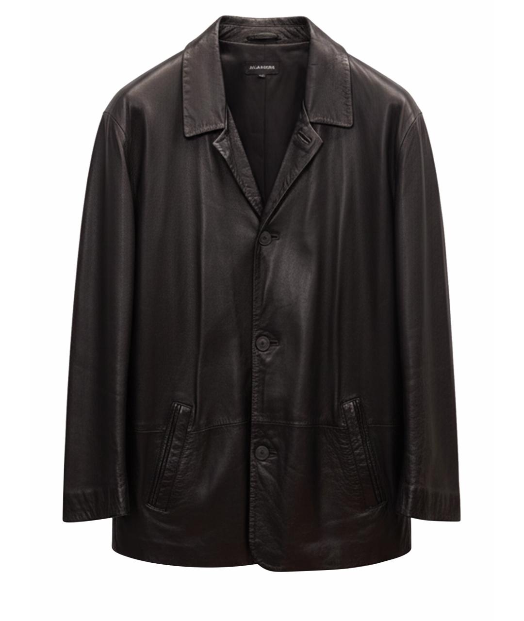 JIL SANDER Черный кожаный тренч / плащ, фото 1