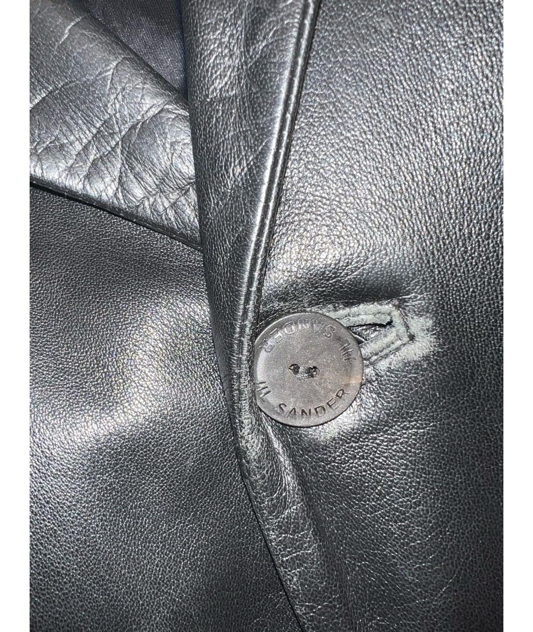 JIL SANDER Черный кожаный тренч / плащ, фото 4