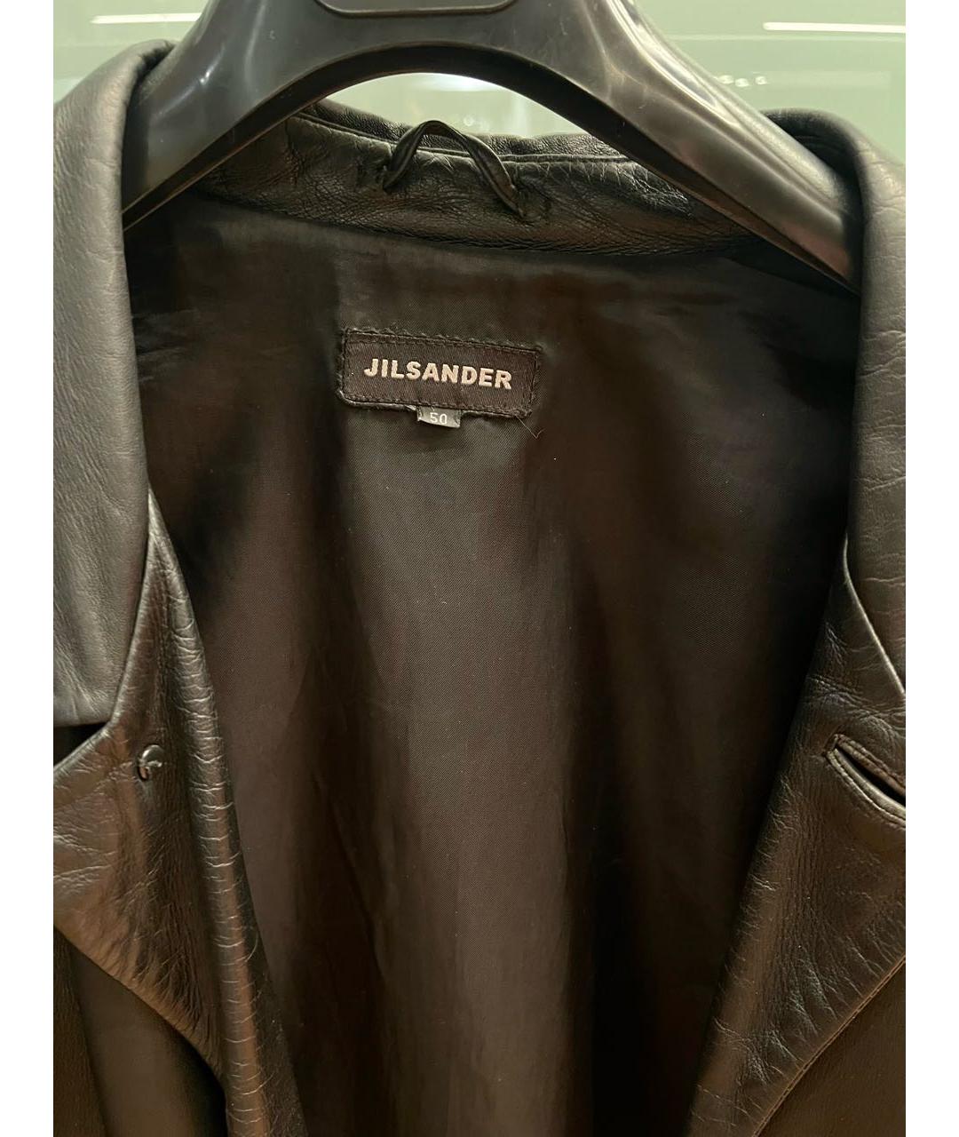 JIL SANDER Черный кожаный тренч / плащ, фото 3