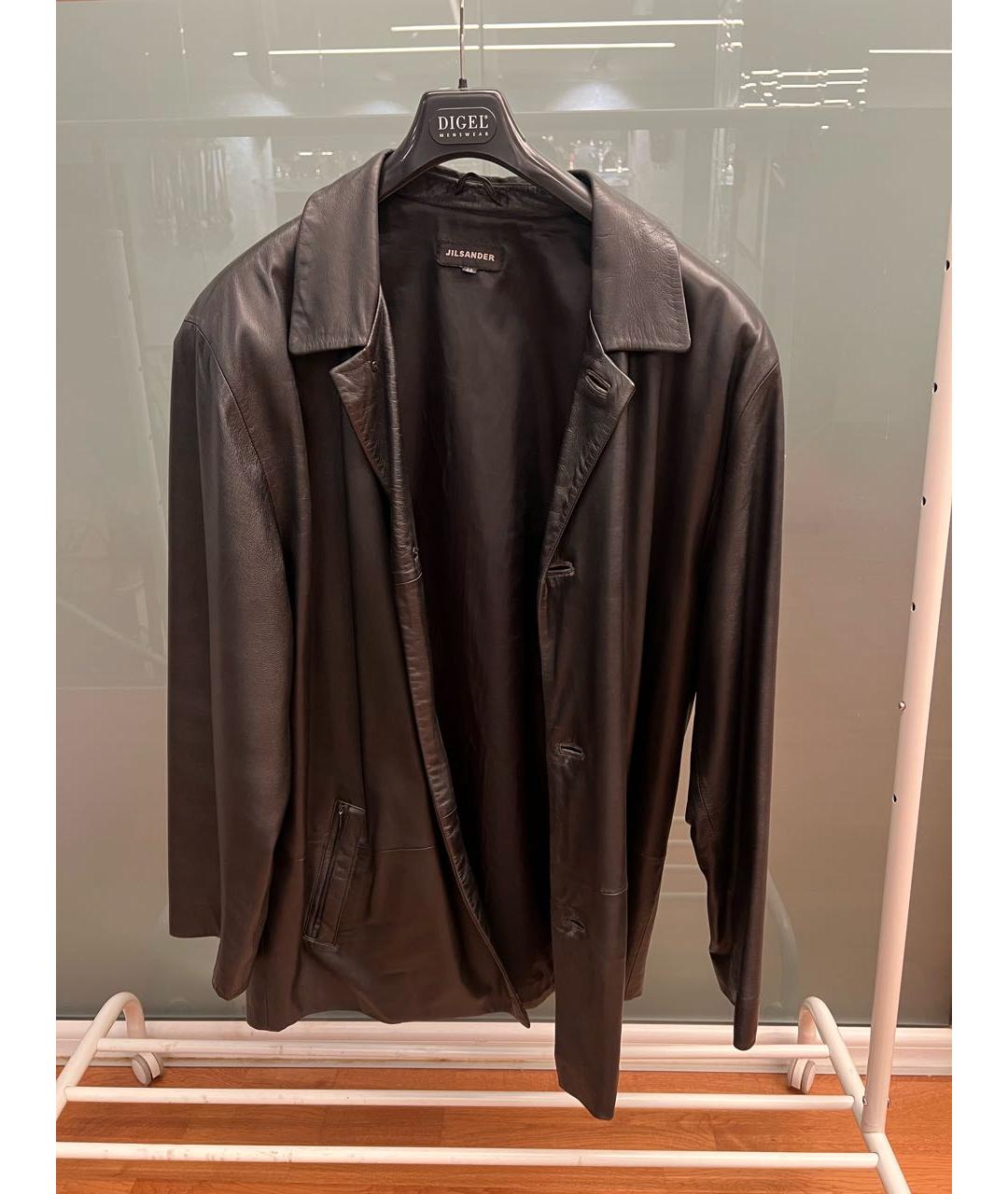 JIL SANDER Черный кожаный тренч / плащ, фото 5