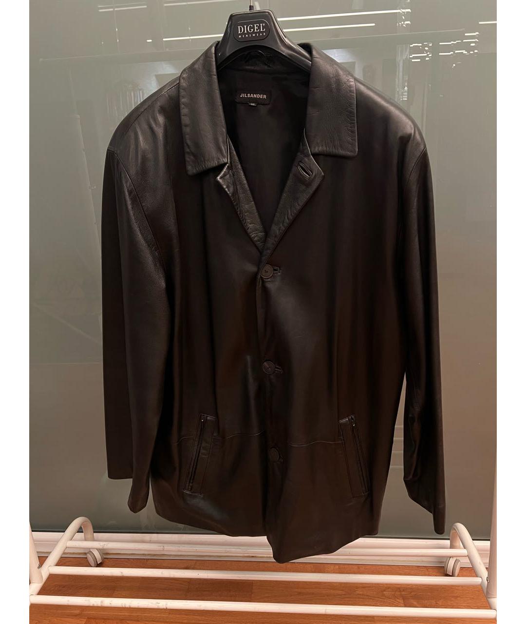 JIL SANDER Черный кожаный тренч / плащ, фото 8