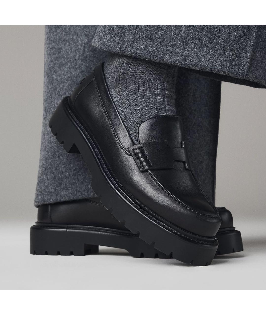 HERMES Черные кожаные лоферы, фото 3