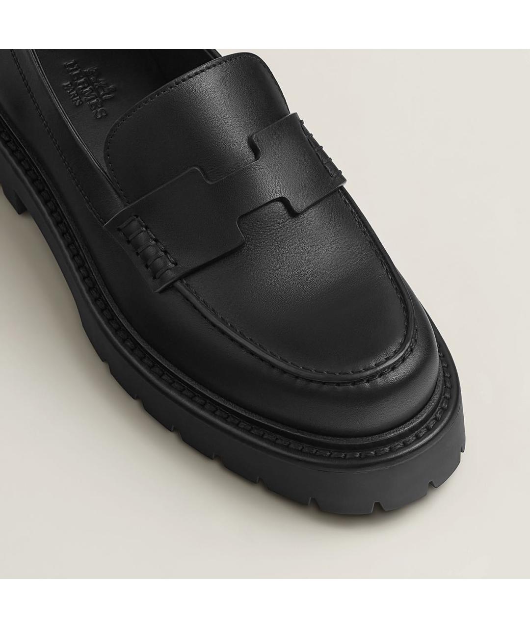 HERMES Черные кожаные лоферы, фото 2