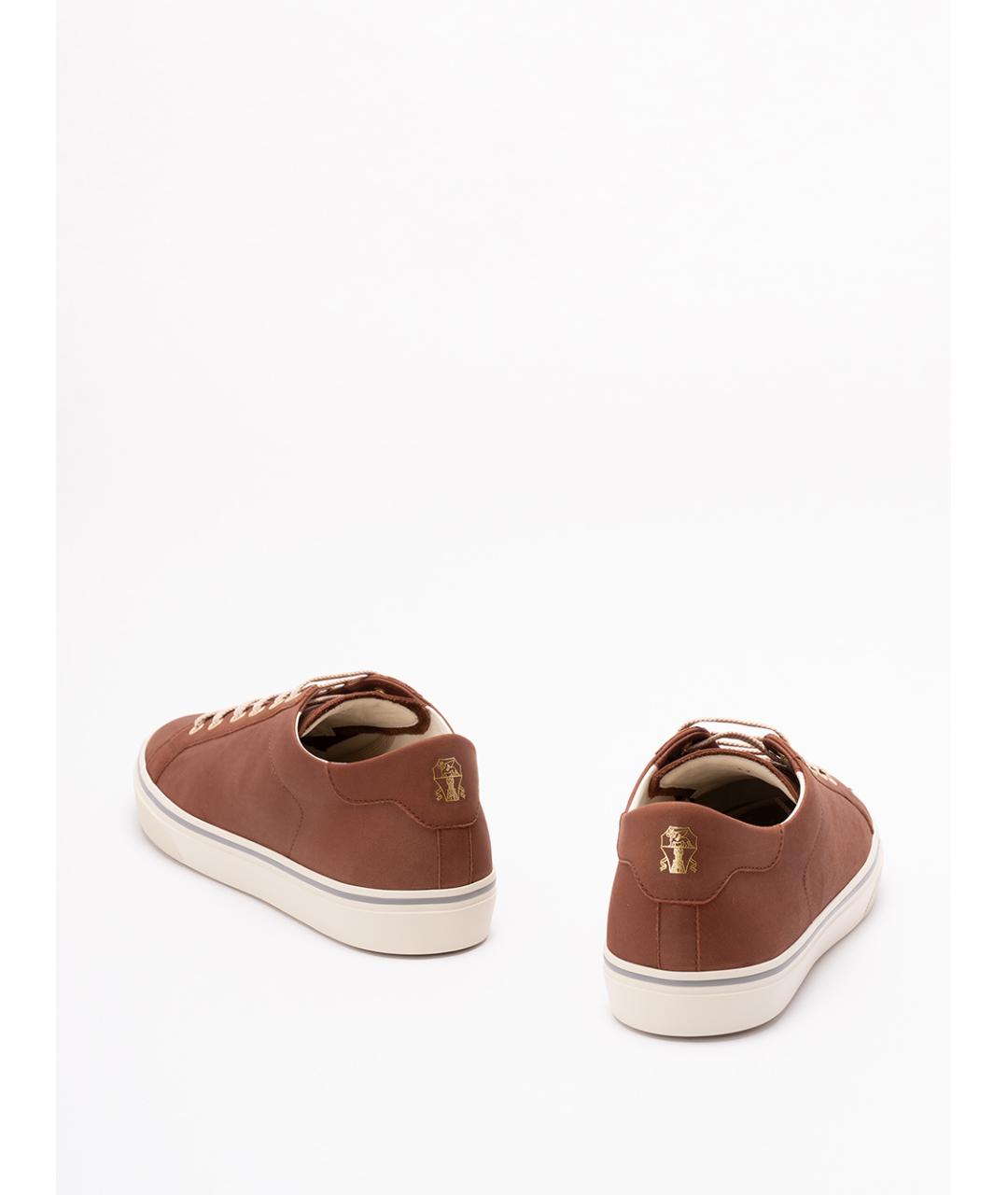 BRUNELLO CUCINELLI Коричневые кожаные низкие кроссовки / кеды, фото 3