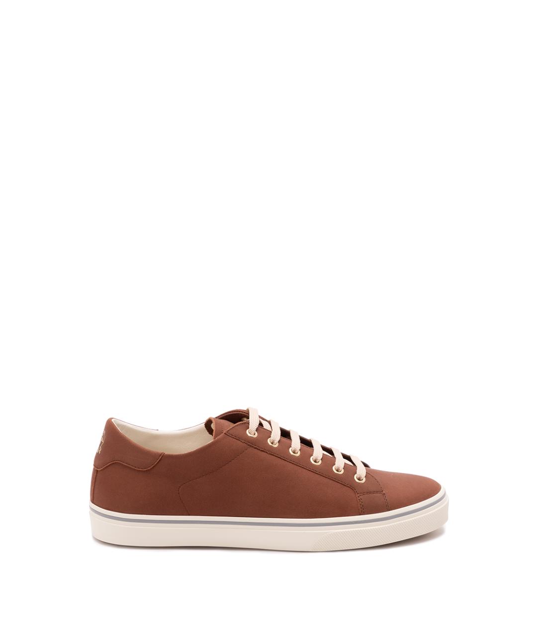 BRUNELLO CUCINELLI Коричневые кожаные низкие кроссовки / кеды, фото 1
