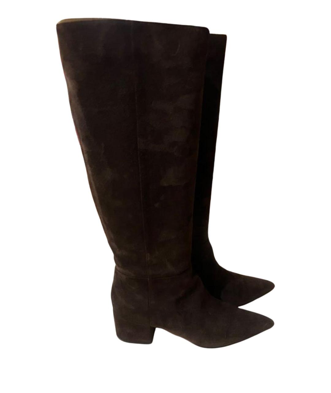 SERGIO ROSSI Коричневые замшевые сапоги, фото 6