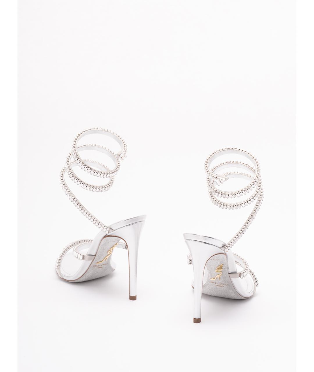 RENE CAOVILLA Серебряные кожаные босоножки, фото 3