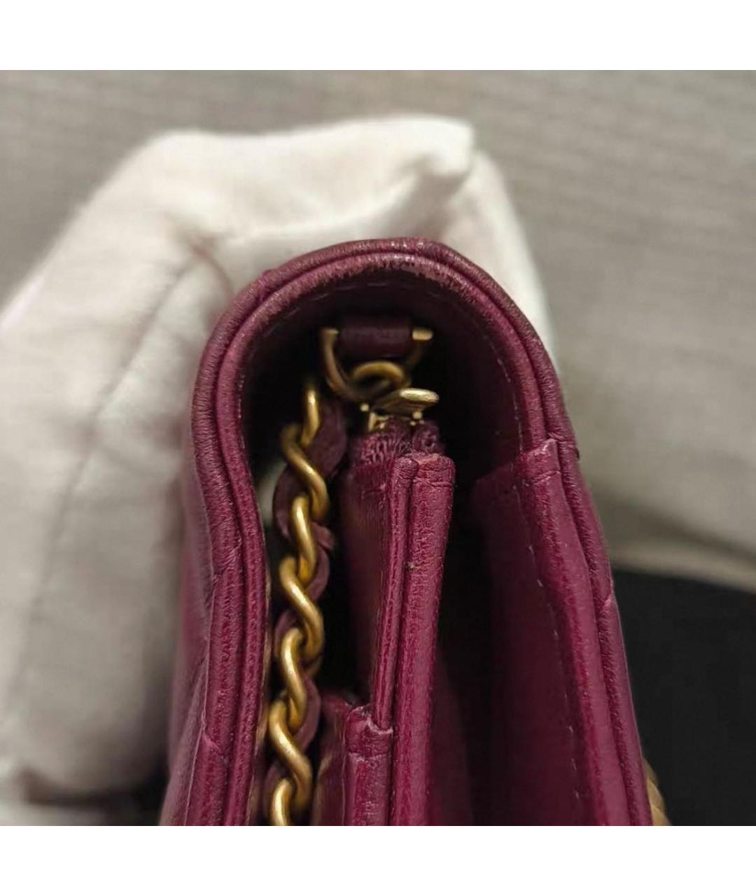 CHANEL Бордовая кожаная сумка через плечо, фото 7