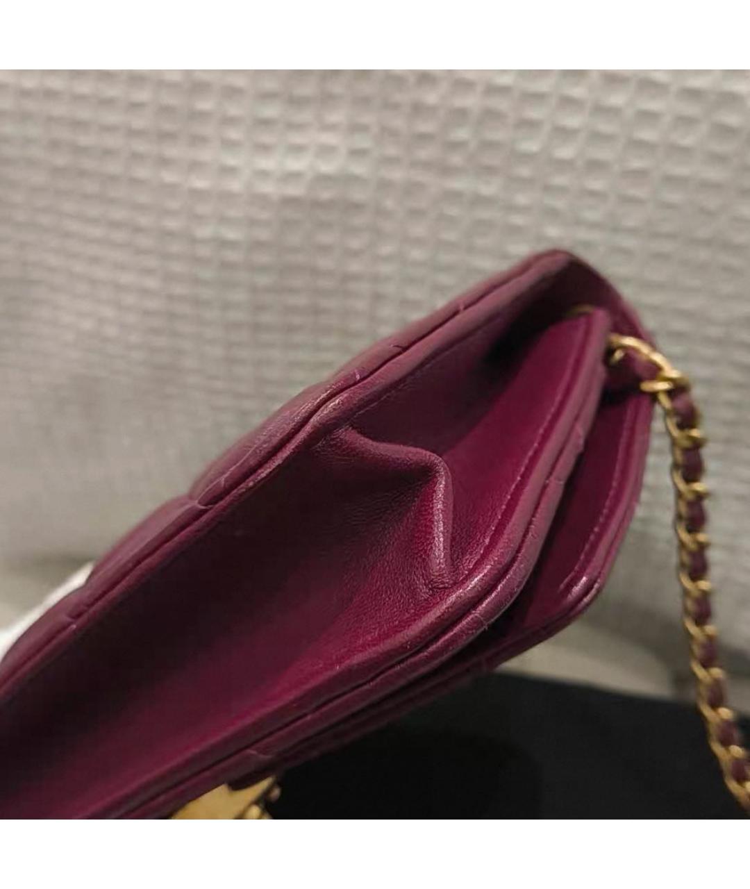 CHANEL Бордовая кожаная сумка через плечо, фото 5