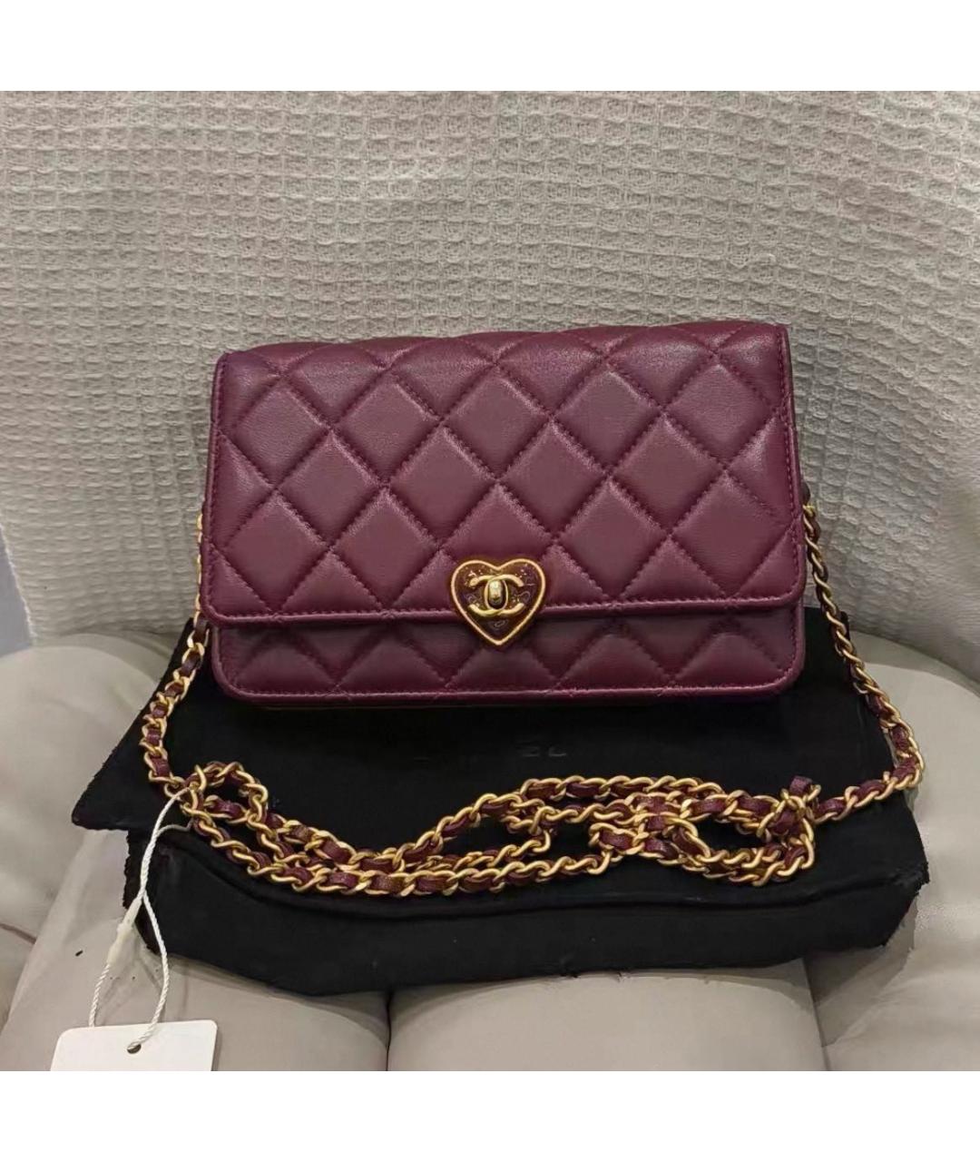 CHANEL Бордовая кожаная сумка через плечо, фото 2