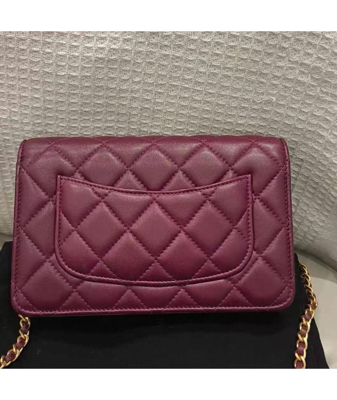 CHANEL Бордовая кожаная сумка через плечо, фото 3